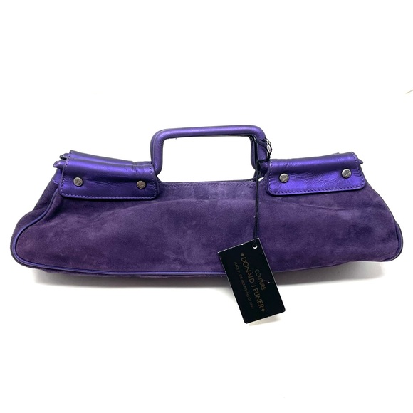 DONALD J. PLINER dark plum suede baguette bag, made in Italy, NWT - Picture 2 of 12